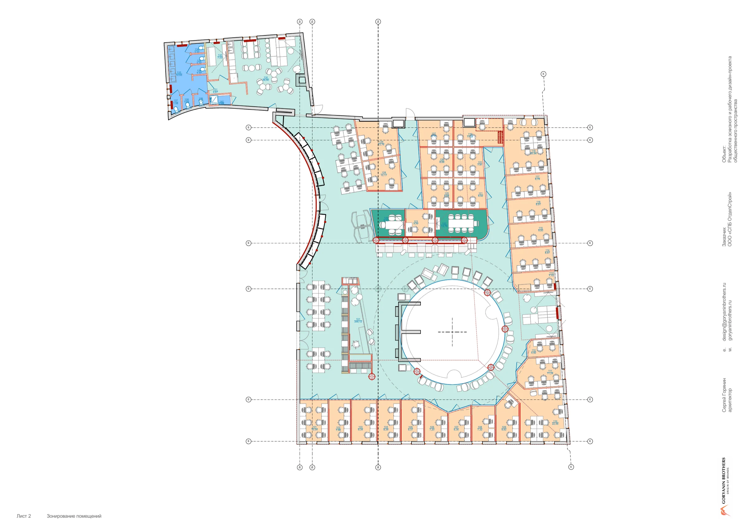План функционального зонирования коворкинга &PLACE! Atrium